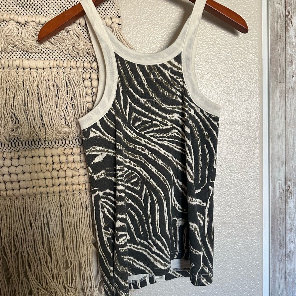 Chaser Zebra Print Button-Down Tank Top Xs - image 3